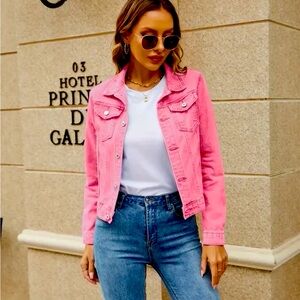 Brand new Neon Pink Denim Jacket! Super soft and stretchy material!